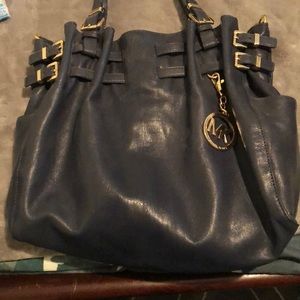Michael Kors blue leather satchel